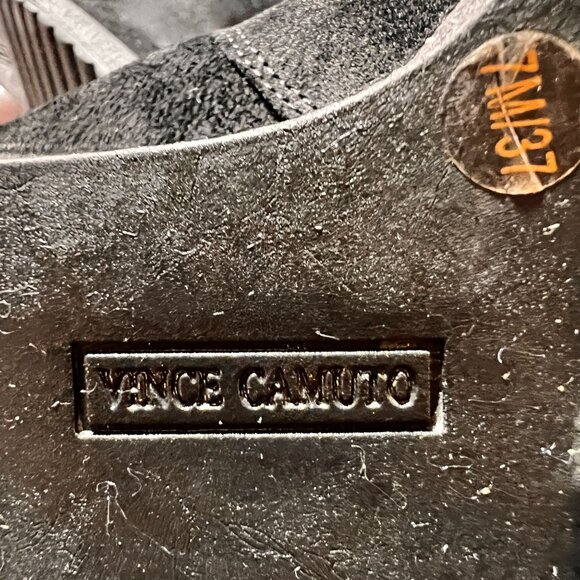 Vince Camuto Womens Black Suede Wedge Heel Ankle Booties Size 7M/37 Buckle - Picture 9 of 13